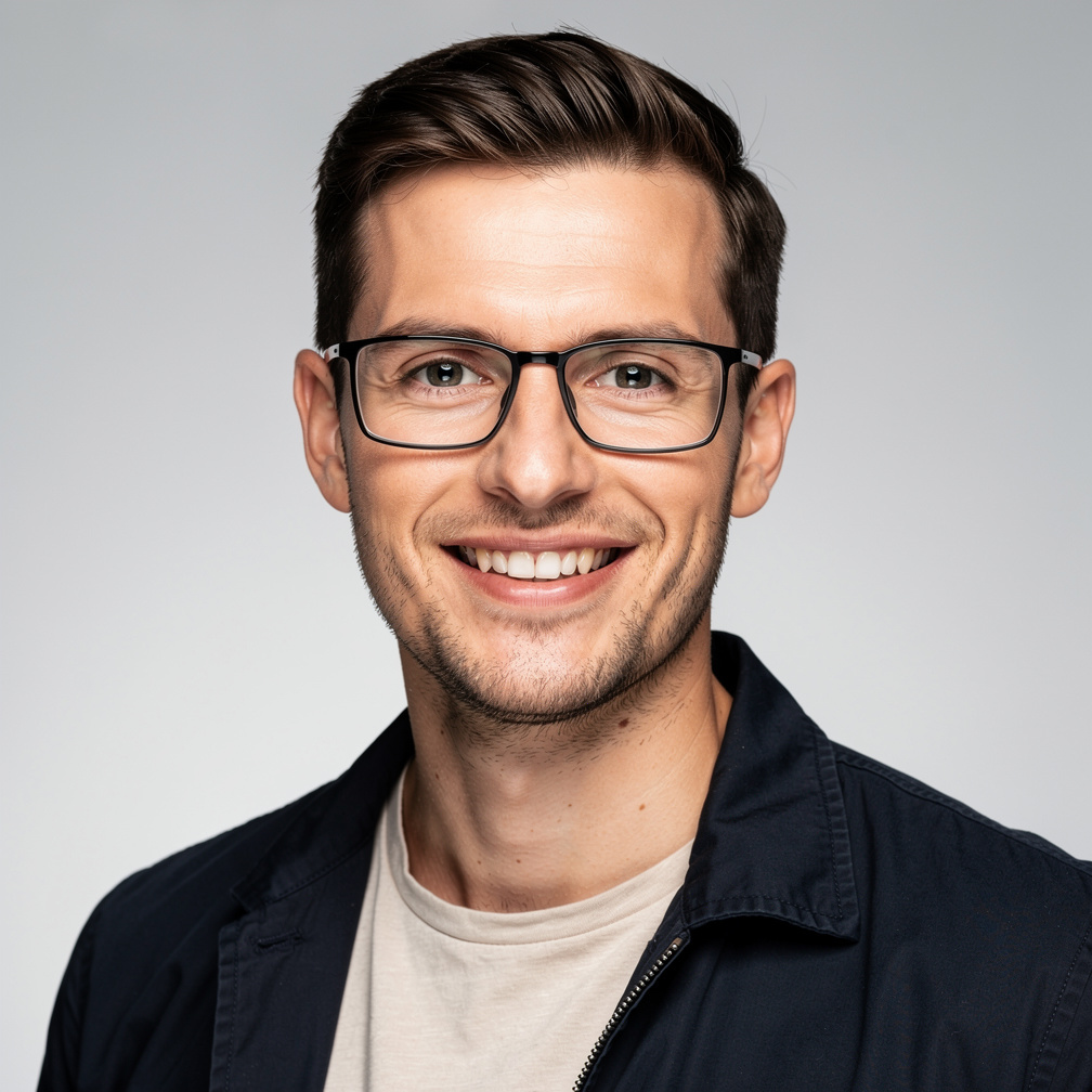 Portrait souriant d'un formateur en reportage numérique